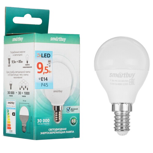 Купить Лампа светодиодная Smartbuy SBL-P45-9_5-40K-E14  9105001. Характеристики, отзывы и цены в Донецке