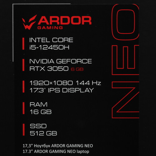 Купить 17.3" Ноутбук ARDOR GAMING NEO N17-I5ND414 черный  9127039. Характеристики, отзывы и цены в Донецке
