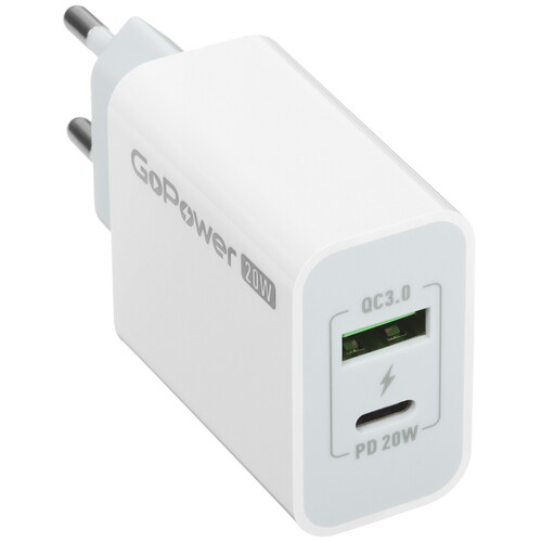 Купить Сетевое зарядное устройство GoPower GPQC08 белый  5479652. Характеристики, отзывы и цены в Донецке
