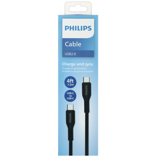 Купить Кабель круглый PHILIPS USB Type-C - USB Type-C черный 1.2 м  5492638. Характеристики, отзывы и цены в Донецке