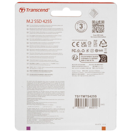 Купить 1000 ГБ M.2 SATA накопитель Transcend SSD 425S [TS1TMTS425S]  9942169. Характеристики, отзывы и цены в Донецке