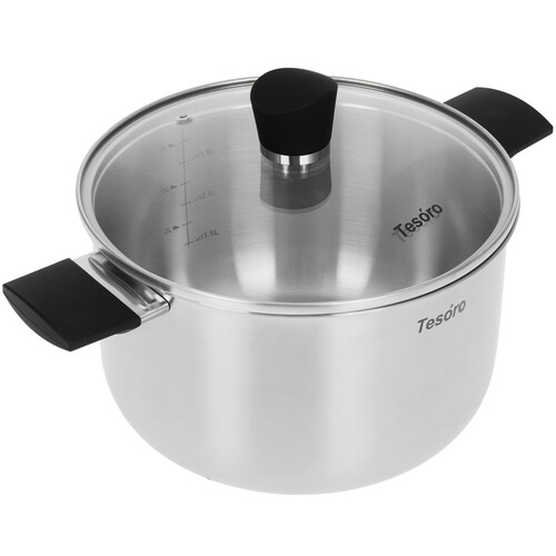 Купить Кастрюля Tesoro Siena КС448 4.8 л 22 см серебристый  5462743. Характеристики, отзывы и цены в Донецке