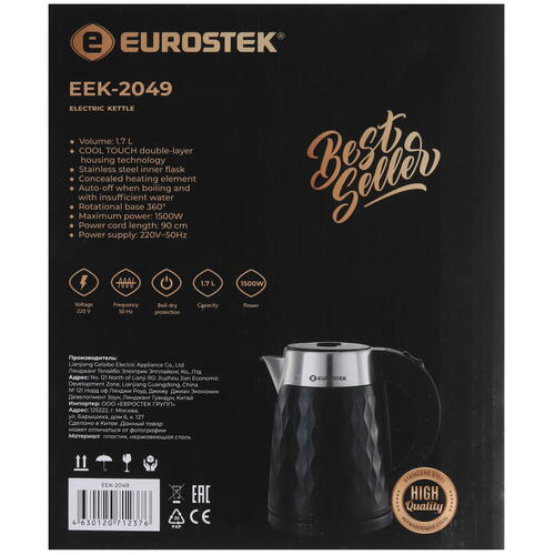 Купить Электрочайник Eurostek EEK-2049 черный  9974037. Характеристики, отзывы и цены в Донецке