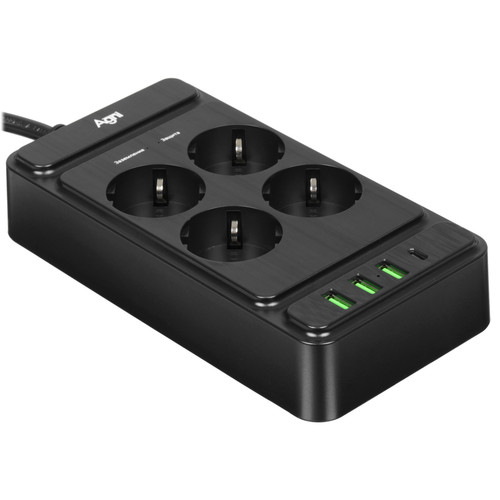 Купить Сетевой фильтр AGNI TP-FS4U4E-PD черный  9289280. Характеристики, отзывы и цены в Донецке