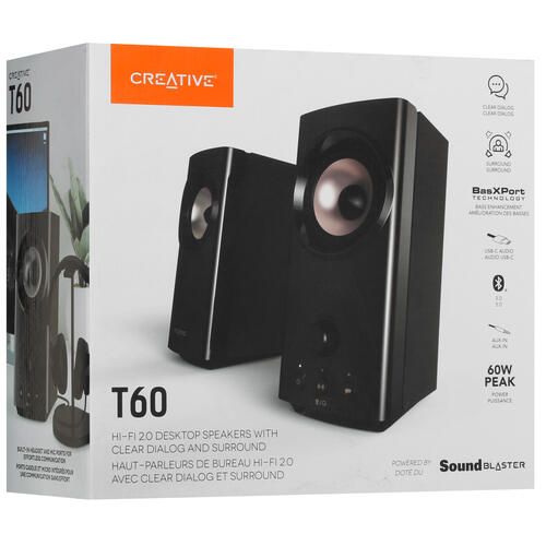 Купить Колонки Creative T60 черный  5350192. Характеристики, отзывы и цены в Донецке