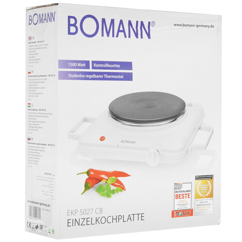 Купить Плита компактная электрическая Bomann EKP 5027 CB белый  5327197. Характеристики, отзывы и цены в Донецке