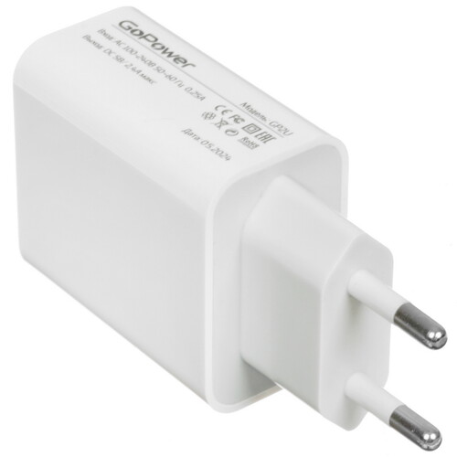 Купить Сетевое зарядное устройство GoPower GP2U белый  5479649. Характеристики, отзывы и цены в Донецке