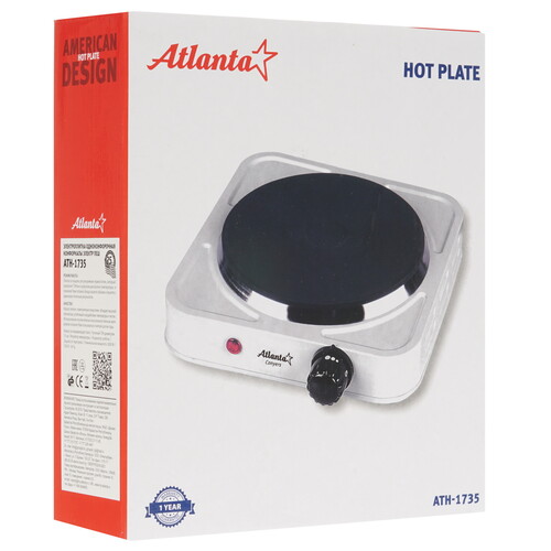 Купить Плита компактная электрическая Atlanta ATH-1735 белый  8158405. Характеристики, отзывы и цены в Донецке
