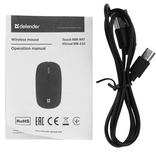 Купить Мышь беспроводная Defender Touch MM-997 [52997] черный  9197705. Характеристики, отзывы и цены в Донецке
