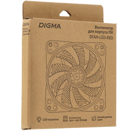 Купить Вентилятор Digma DFAN-LED-RED  черный  5615532. Характеристики, отзывы и цены в Донецке