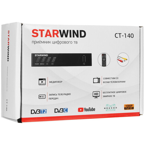 Купить Приставка для цифрового ТВ Starwind CT-140 черный  8130297. Характеристики, отзывы и цены в Донецке