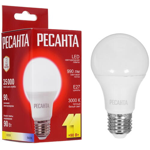 Купить Лампа светодиодная Ресанта LL-R-A60-11W-230-3K-E27  5401711. Характеристики, отзывы и цены в Донецке