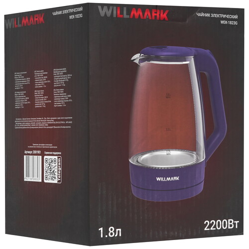 Купить Электрочайник WILLMARK WEK-1823G синий  9269580. Характеристики, отзывы и цены в Донецке
