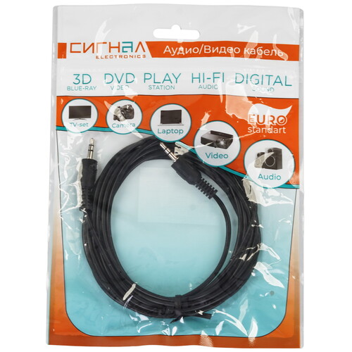 Купить Кабель   Сигнал 3.5 mm jack - 3.5 mm jack черный  5480117. Характеристики, отзывы и цены в Донецке