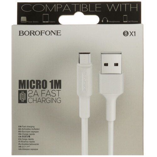 Купить Кабель круглый Borofone micro USB - USB 2.0 Type-A белый 1 м  5475147. Характеристики, отзывы и цены в Донецке