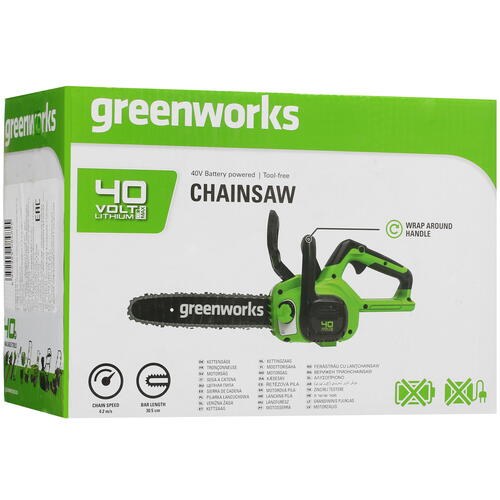 Купить Аккумуляторная цепная пила GreenWorks G40CS30IIK2  шина - 30 см (12")  5081486. Характеристики, отзывы и цены в Донецке