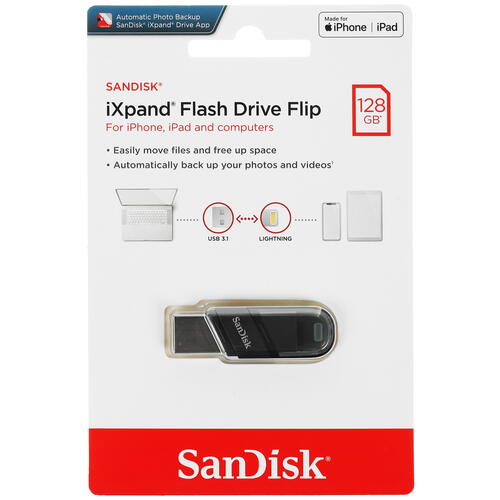 Купить Память OTG USB Flash 128 ГБ SanDisk iXpand Flash Drive Flip [SDIX90N-128G-GN6NE]  4884410. Характеристики, отзывы и цены в Донецке