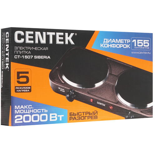 Купить Плита компактная электрическая Centek CT-1507 коричневый  8164597. Характеристики, отзывы и цены в Донецке