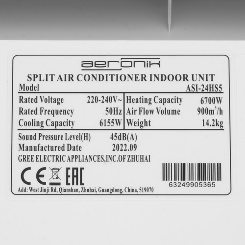 Купить Кондиционер настенный сплит-система AERONIK ASI-24HS5/ASO-24HMS5 белый  9901874. Характеристики, отзывы и цены в Донецке
