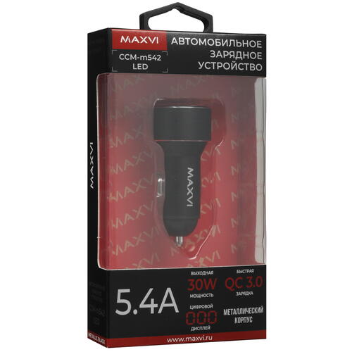 Купить Автомобильное ЗУ Maxvi CCM-M542 LED черный  5366925. Характеристики, отзывы и цены в Донецке