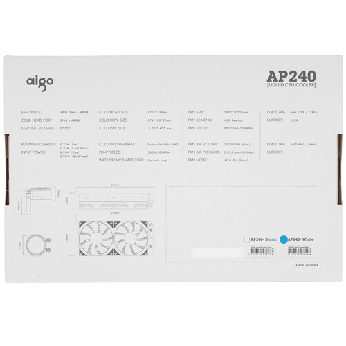 Купить Система охлаждения AIGO AP240  белая  5482055. Характеристики, отзывы и цены в Донецке