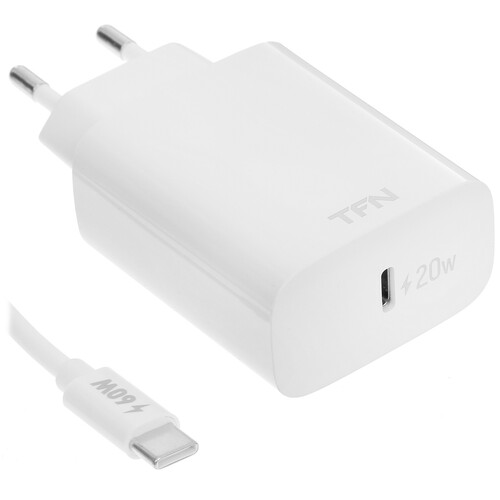 Купить Сетевое зарядное устройство TFN RAPID Type-C PD 20W белый  5367359. Характеристики, отзывы и цены в Донецке