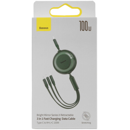 Купить Кабель автосмотка Baseus Lightning 8-pin, micro USB, USB Type-C - USB 2.0 Type-A зеленый 1.1 м  5627817. Характеристики, отзывы и цены в Донецке