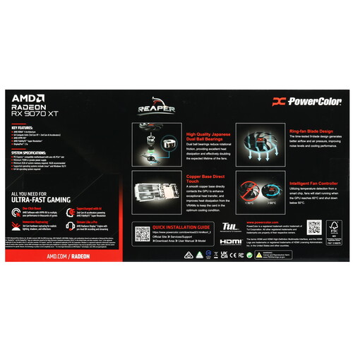 Купить Видеокарта PowerColor AMD Radeon RX 9070 XT Reaper  5634989. Характеристики, отзывы и цены в Донецке