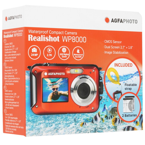 Купить Компактный фотоаппарат AgfaPhoto Realyshot WP8000 красный  5632423. Характеристики, отзывы и цены в Донецке
