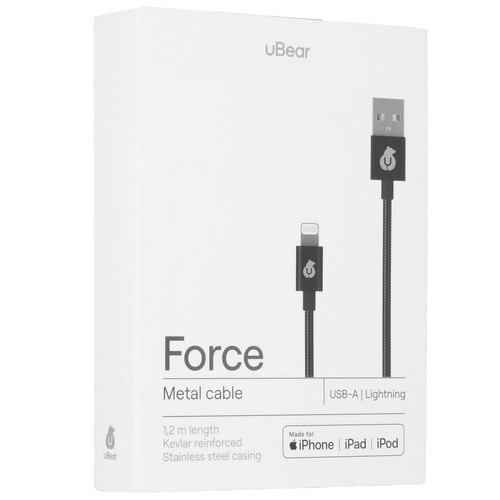 Купить Кабель круглый uBear Lightning 8-pin MFI - USB 2.0 Type-A черный 1.2 м  5466130. Характеристики, отзывы и цены в Донецке