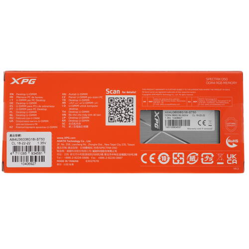 Купить Оперативная память ADATA XPG SPECTRIX D50 RGB [AX4U36008G18I-ST50] 8 ГБ  5031020. Характеристики, отзывы и цены в Донецке