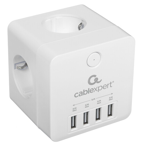 Купить Сетевой фильтр Cablexpert CUBE-4-U4-W белый  9154789. Характеристики, отзывы и цены в Донецке
