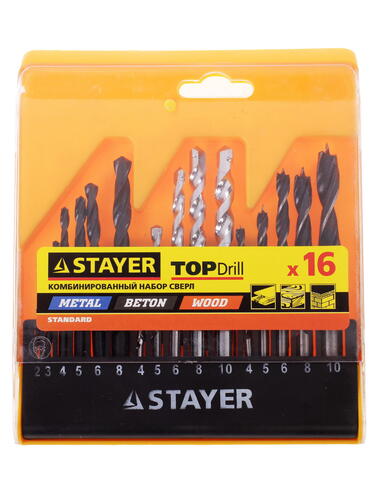 Купить Набор сверл STAYER "STANDARD" 29720-H16  1019486. Характеристики, отзывы и цены в Донецке