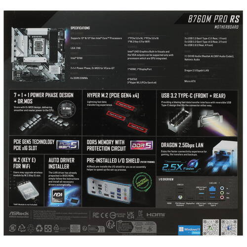 Купить Материнская плата ASRock B760M Pro RS  5094821. Характеристики, отзывы и цены в Донецке