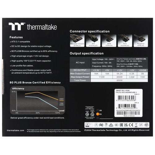 Купить Блок питания Thermaltake Smart BX3 650W [PS-SPD-0650NNFABE-3] черный  5447987. Характеристики, отзывы и цены в Донецке