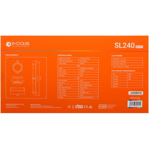 Купить Система охлаждения ID-COOLING SL240  белая  5430603. Характеристики, отзывы и цены в Донецке