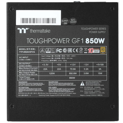Купить Блок питания Thermaltake Toughpower GF1 850W - TT Premium Edition [PS-TPD-0850FNFAGE-1] черный  4898575. Характеристики, отзывы и цены в Донецке