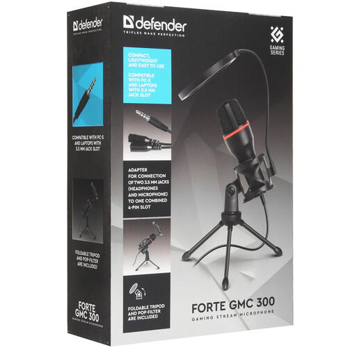 Купить Микрофон Defender Forte GMC 300 черный  5361182. Характеристики, отзывы и цены в Донецке