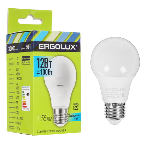Купить Лампа светодиодная Ergolux LED-A60-12W-E27-4K  5467588. Характеристики, отзывы и цены в Донецке