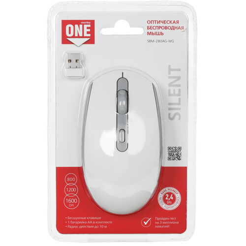 Купить Мышь беспроводная Smartbuy ONE SBM-280AG-WG  белый  4763068. Характеристики, отзывы и цены в Донецке