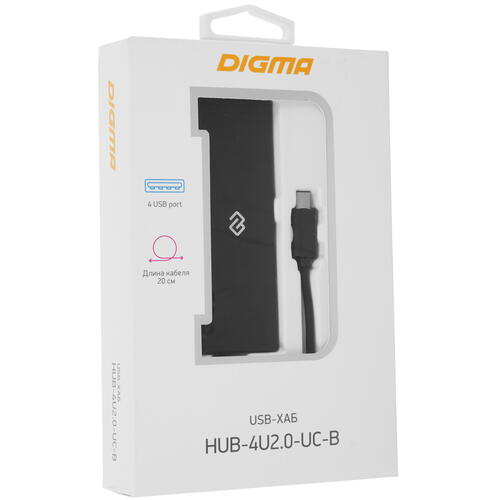 Купить USB-разветвитель Digma HUB-4U2.0-UC-B  8130645. Характеристики, отзывы и цены в Донецке