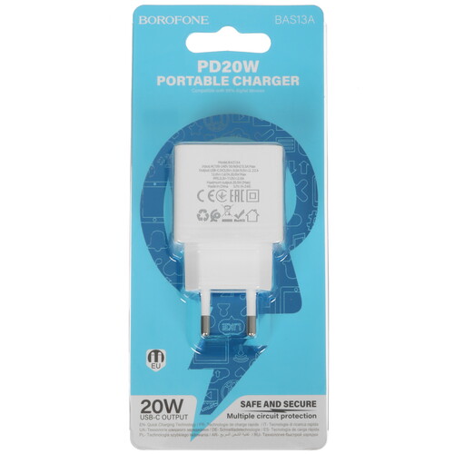Купить Сетевое зарядное устройство Borofone BAS13A белый  5474737. Характеристики, отзывы и цены в Донецке