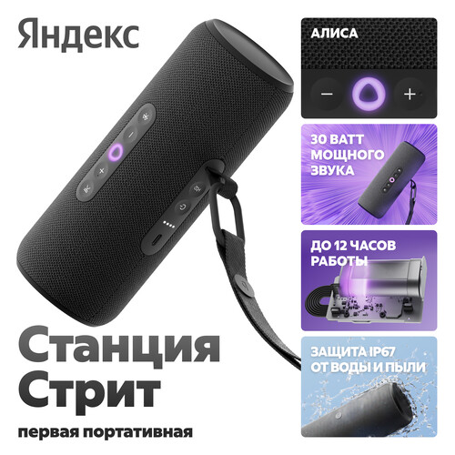 Купить Умная портативная колонка Яндекс Станция Стрит, черный  5626374. Характеристики, отзывы и цены в Донецке