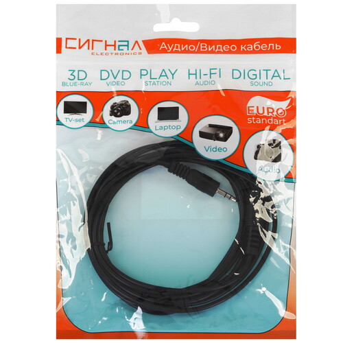 Купить Кабель   Сигнал 3.5 mm jack - 3.5 mm jack черный  5480120. Характеристики, отзывы и цены в Донецке