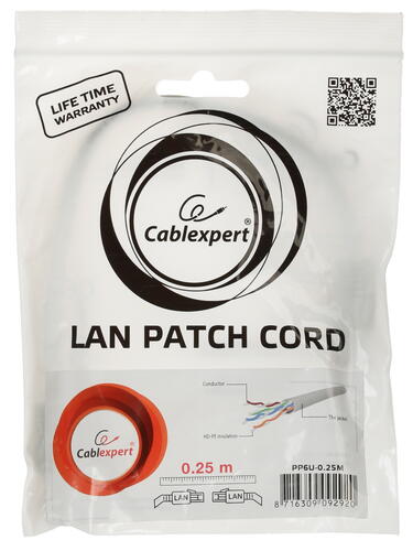 Купить Патч-корд Cablexpert PP6U-0.25M  1157393. Характеристики, отзывы и цены в Донецке