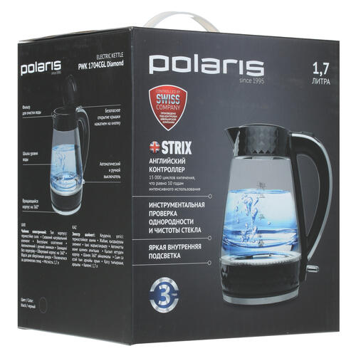 Купить Электрочайник Polaris PWK 1704CGL Diamond черный  1394633. Характеристики, отзывы и цены в Донецке