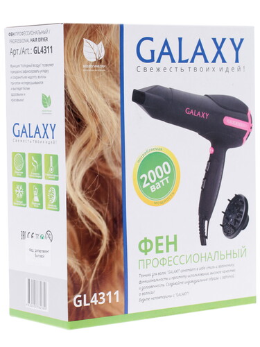 Купить Фен Galaxy GL4311 черный/розовый  1054746. Характеристики, отзывы и цены в Донецке