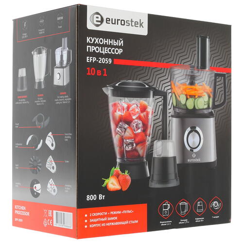 Купить Кухонный комбайн Eurostek EFP-2059 серебристый  7998471. Характеристики, отзывы и цены в Донецке