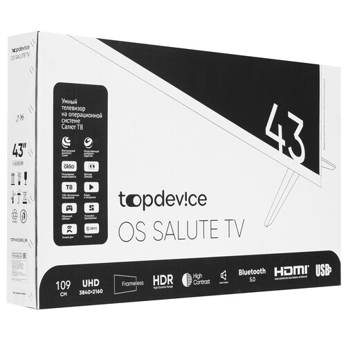 Купить 43" (109 см) Телевизор Topdevice TDTV43CS08U черный  9239248. Характеристики, отзывы и цены в Донецке