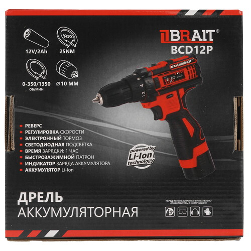 Купить Дрель-шуруповерт BRAIT BCD12P  9230258. Характеристики, отзывы и цены в Донецке